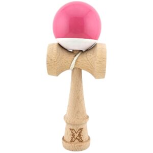 Kendama X Originala, Profesionala, Flippy, Rubber Grip, din Lemn, 18 cm,  Roz/Gri
