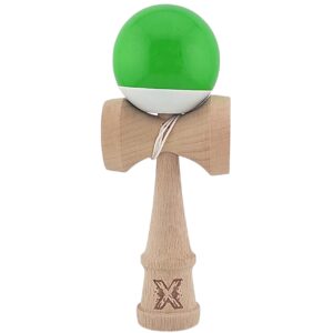 Kendama X Originala, Profesionala, Flippy, Super Sticky din Lemn, 18 cm, Verde/Alb
