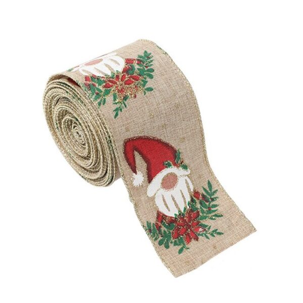 Panglica Decorativa pentru Craciun, Flippy, Ornament pentru Brad de Craciun, Pretreceri, Panglica cu Design Spiridus, 200 x 6.3 cm, KhakiÂ 
