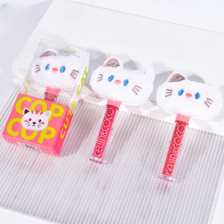 Luciu de Buze, Kevin&Coco, Animat de Plus, Model Pisica, Alb - imagine 2