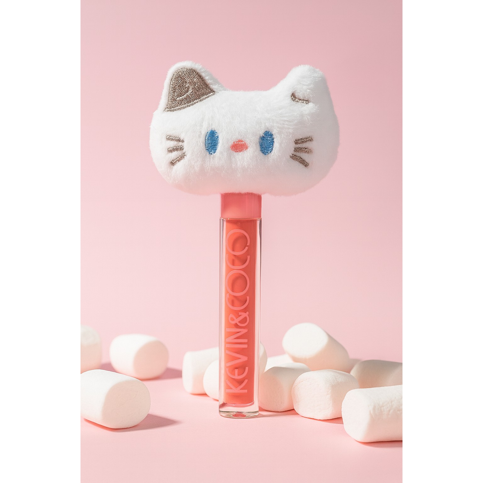 Luciu de Buze, Kevin&Coco, Animat de Plus, Model Pisica, Alb - imagine 3