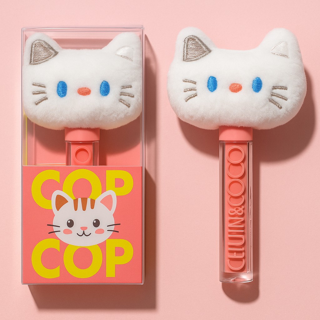 Luciu de Buze, Kevin&Coco, Animat de Plus, Model Pisica, Alb - imagine 4