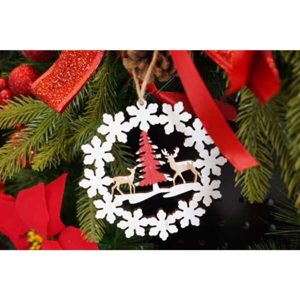 Ornament de brad cerbi cu brad, Flippy, multicolor, lemn, 12 cm - imagine 3