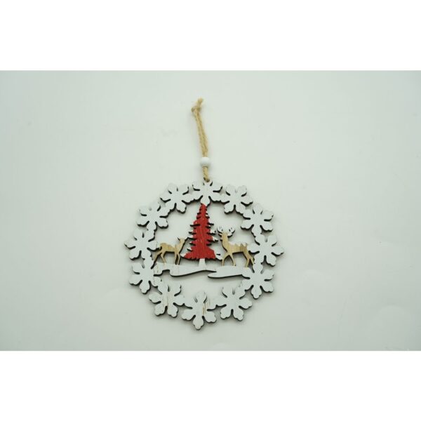 Ornament de brad cerbi cu brad, Flippy, multicolor, lemn, 12 cm - imagine 4