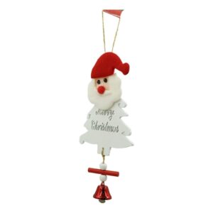Ornament de brad mos craciun, Flippy, alb, lemn, 20 cm