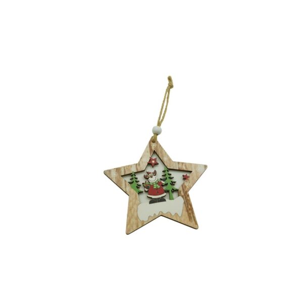 Ornament de brad stea cu ren, Flippy, multicolor, lemn, 9.9 cm - imagine 2