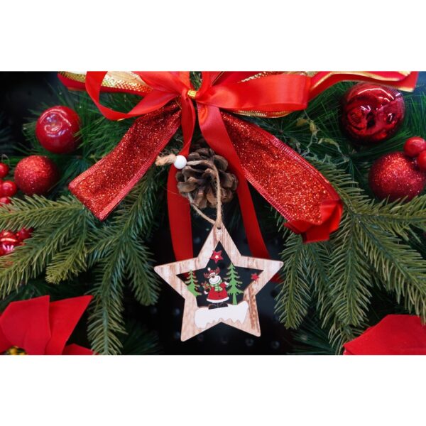 Ornament de brad stea cu ren, Flippy, multicolor, lemn, 9.9 cm - imagine 3