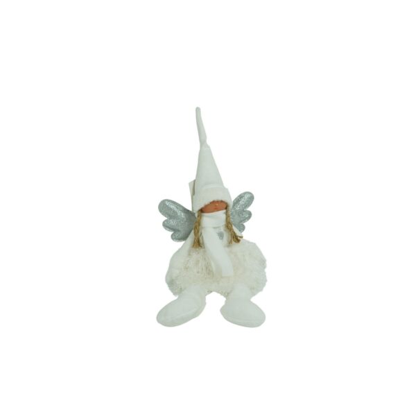 Ornament de Craciun ingeras, Flippy, alb/gri, textil, 51 cm - imagine 2
