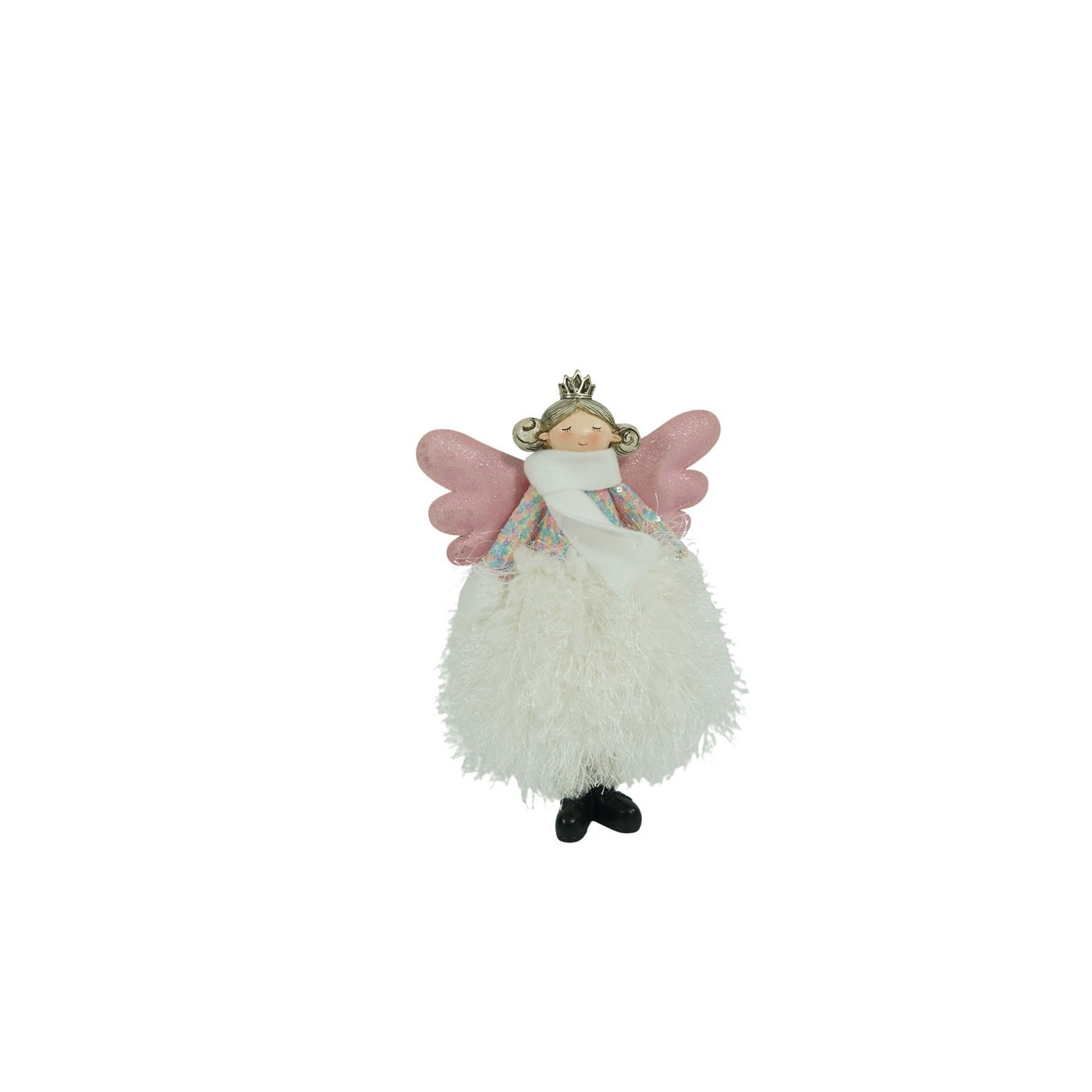 Ornament de Craciun ingeras, Flippy, alb, textil, 26 cm - imagine 2