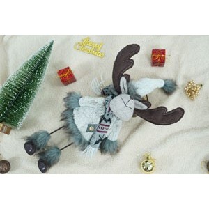 Ornament de Craciun ren, Flippy, gri/alb, textil, 40 cm - imagine 4