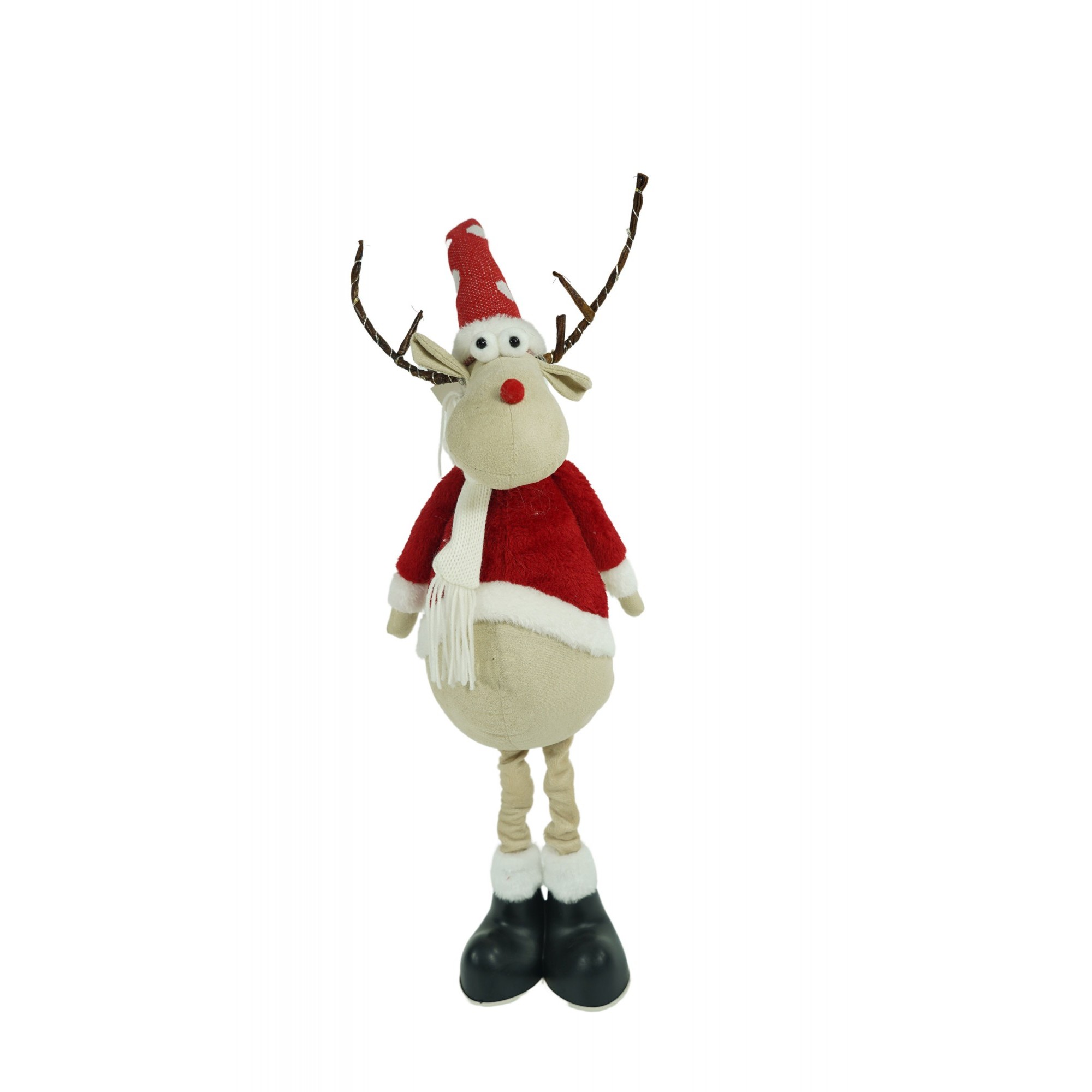 Ornament de Craciun ren, Flippy, rosu/alb, textil, 70 cm - imagine 2