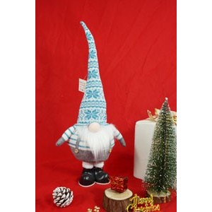 Ornament de Craciun spiridus, Flippy, alb/albastru, textil, 59 cm - imagine 4