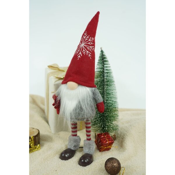 Ornament de Craciun spiridus, Flippy, gri/alb, textil, 42 cm - imagine 3
