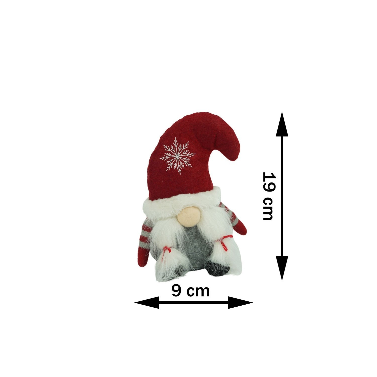 Ornament de Craciun spiridus, Flippy, gri/rosu, textil, 19 cm - imagine 3