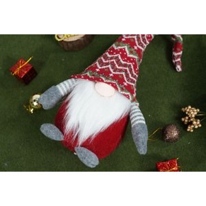 Ornament de Craciun spiridus, Flippy, rosu/gri, textil, 52 cm - imagine 4