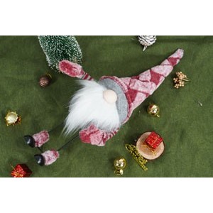 Ornament de Craciun spiridus, Flippy, roz/alb, textil, 55 cm - imagine 4