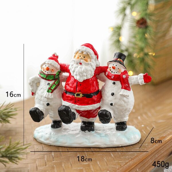 Ornament Decoratiune de Craciun, Flippy, Decoratiune Mica pentru Craciun din Rasina, Model Mos Craciun cu Oameni de Zapada, 16 x 18 x 8 cm, Rosu Alb - imagine 2