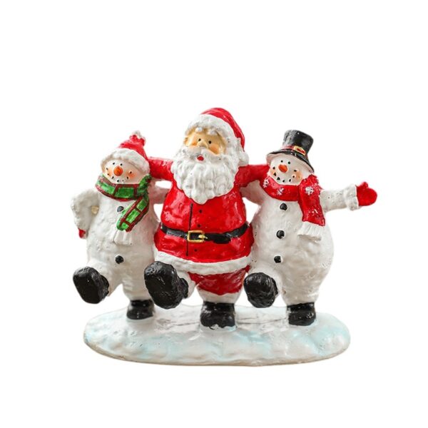 Ornament Decoratiune de Craciun, Flippy, Decoratiune Mica pentru Craciun din Rasina, Model Mos Craciun cu Oameni de Zapada, 16 x 18 x 8 cm, Rosu Alb - imagine 3