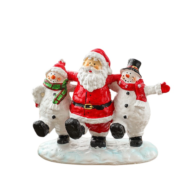 Ornament Decoratiune de Craciun, Flippy, Decoratiune Mica pentru Craciun din Rasina, Model Mos Craciun cu Oameni de Zapada, 16 x 18 x 8 cm, Rosu Alb - imagine 3