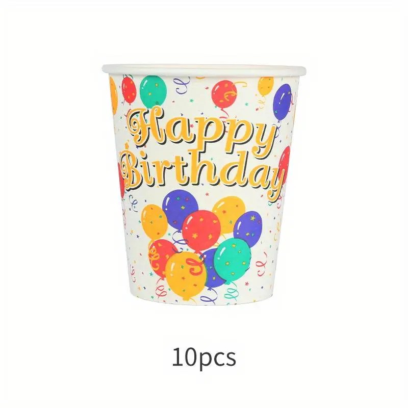 Pahare Cartonate pentru Petreceri, Flippy, Set 10 Pahare Cartonate pentru Zile de Nastere si Aniversari, Model HAPPY BIRTHDAY, 230 ml, 8.6 x 7.5 cm, Multicolor - imagine 2