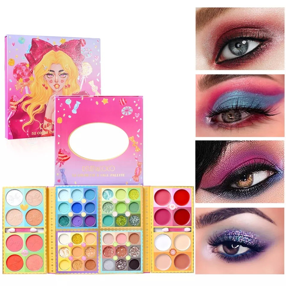 Trusa de machiaj, paleta de farduri Kevin&Coco cu 52 de culori pigmentate, Flippy - imagine 3
