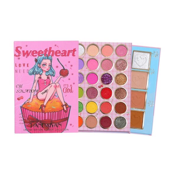 Trusa de machiaj, paleta de farduri , iluminator si blush Sweetheart cu 32 de culori pigmentate, Flippy - imagine 4