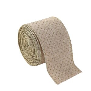 Panglica de Craciun pentru Decor Brad, Flippy, Panglica Decorativa de Craciun pentru Funde, Imprimeu Puncte Aurii, 200 x 6.3 m, Khaki
