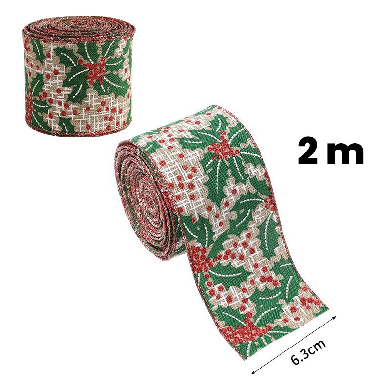 Panglica Decorativa pentru Craciun, Flippy, Ornament pentru Brad de Craciun, Pretreceri, Panglica cu Design Brad de Craciun, 200 x 6.3 cm, Khaki  - imagine 3