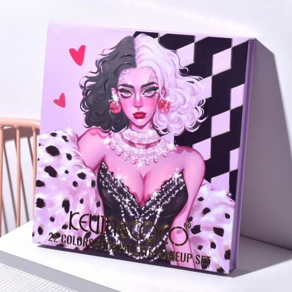 Set 4 Produse de Machiaj, KEVIN & COCO, Black-White Witch, 22 culori, 19.7 x 21.2 x 2.5 cm - imagine 2