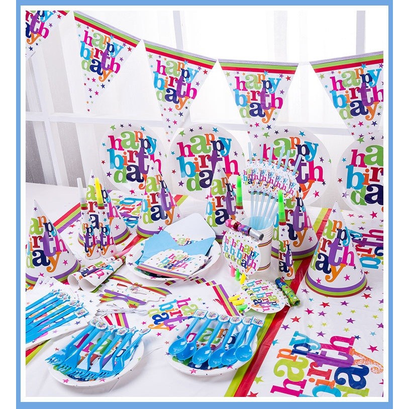Set 6 Farfurii Unica Folosinta, Flippy, Imprimeu Happy Birthday, din Carton, Diametru 23 cm, Multicolor - imagine 2