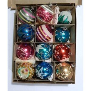 Set 6 globulete multicolore cu bradulet alb - shiny