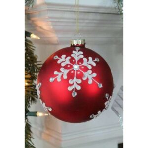 Set 6 globulete rosu cu alb - shiny - 6cm