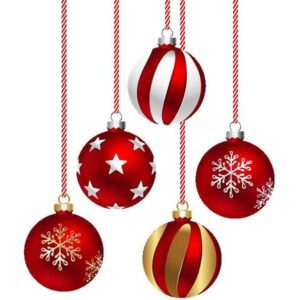 Set 6 globulete rosu cu argintiu si auriu - shiny, printing