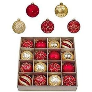 Set 6 globulete rosu cu auriu - shiny, glitter - 6cm