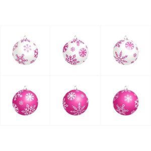Set 6 globulete roz cu reni albi - 7cm