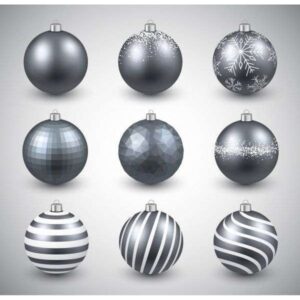 Set 9 globulete argintiu - 5cm