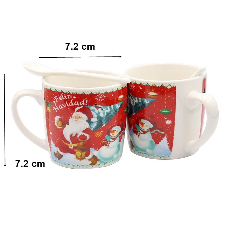 Set cana ceramica cu lingurita Flippy, 200 ml, tematica Mos Craciun, rosu - imagine 2