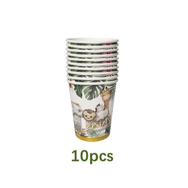 Pahare Cartonate pentru Petreceri, Flippy, Set 10 Pahare Cartonate pentru Zile de Nastere, Model Safari cu animale, 230 ml, 8.6 x 7.5 cm, Multicolor - imagine 2