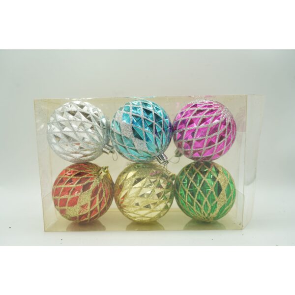 Set de 6 ornamente de brad, Flippy, de tip Glob, Multicolor, cu Ã¸ de 8 cm, din plastic, cu finisaj sclipitor , cutie  24  cm inaltime x 16  cm lungime x 8  cm adancime - imagine 2