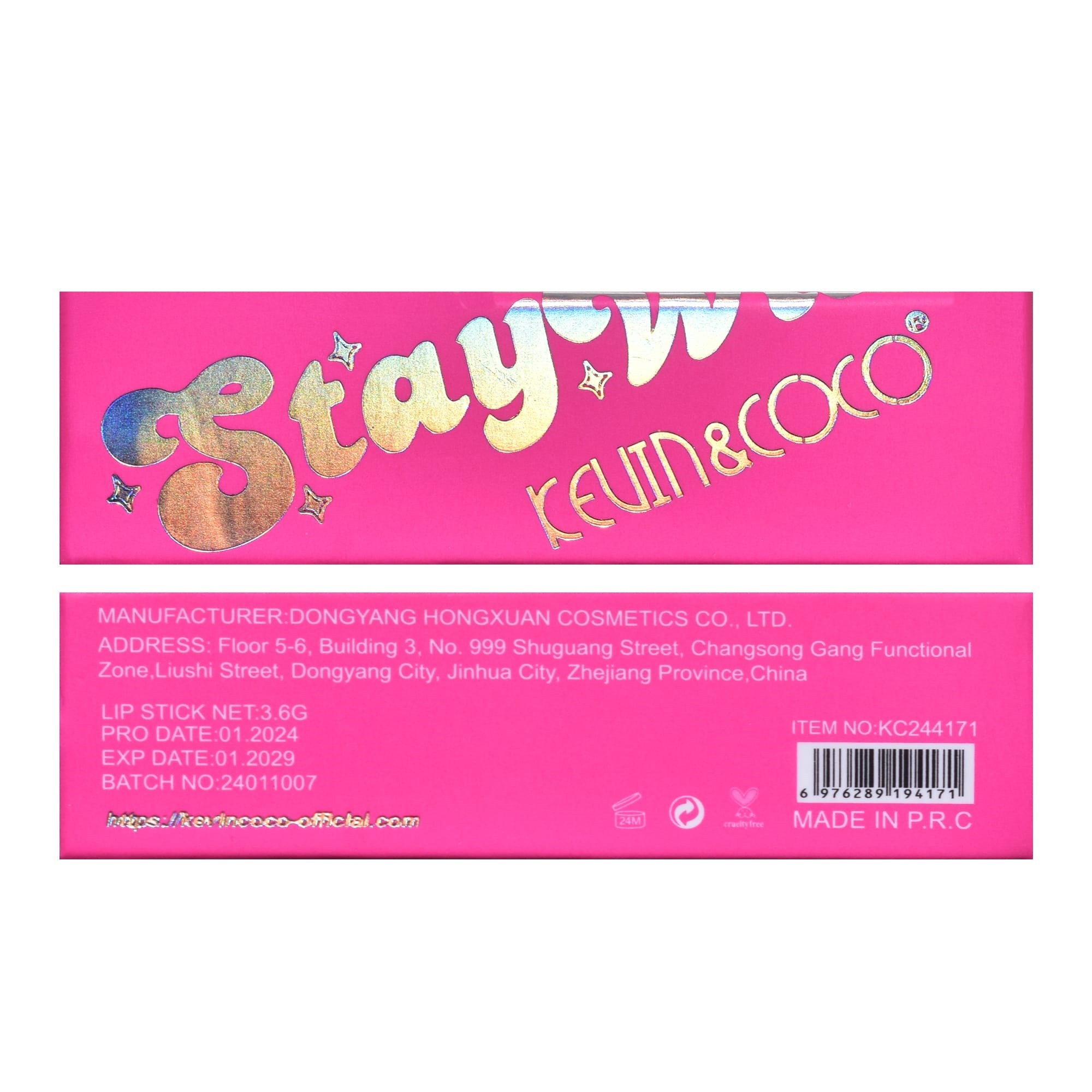 Set 4 Bucati Ruj de Buze, KEVIN & COCO, Stay Wild, Lip Stick, 8 x 2.3 x 2.3 cm - imagine 3