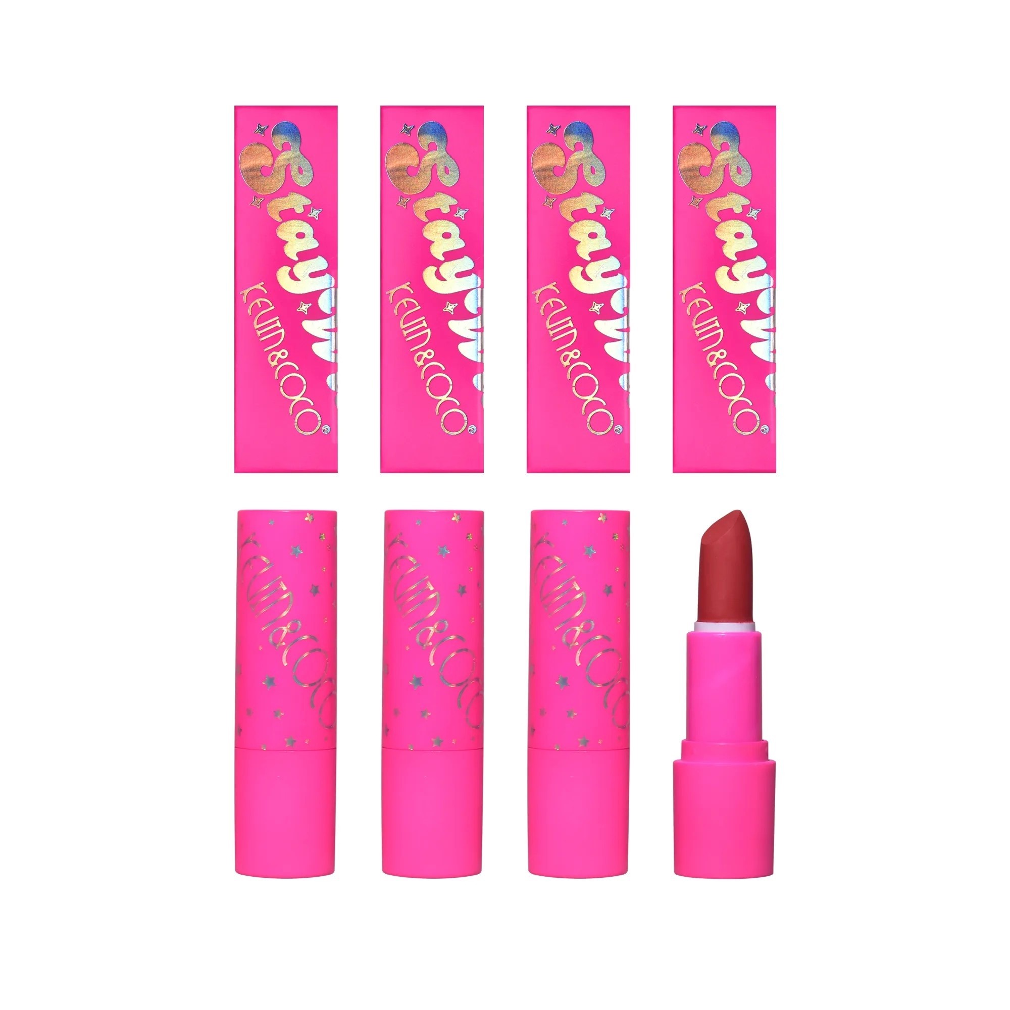 Set 4 Bucati Ruj de Buze, KEVIN & COCO, Stay Wild, Lip Stick, 8 x 2.3 x 2.3 cm - imagine 4