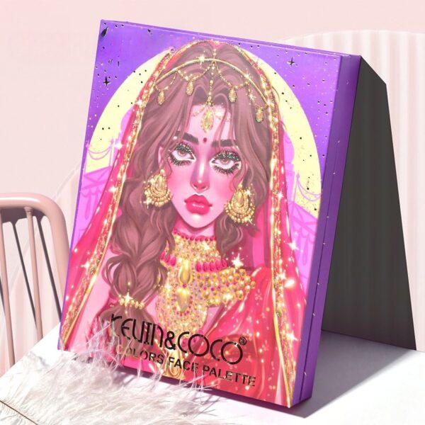 Paleta de Machiaj, KEVIN & COCO, Girl Power, Fard de Pleoape, Iluminator, Blush Cremos, 117 culori, 19 x 14.8 x 3.4 cm - imagine 3