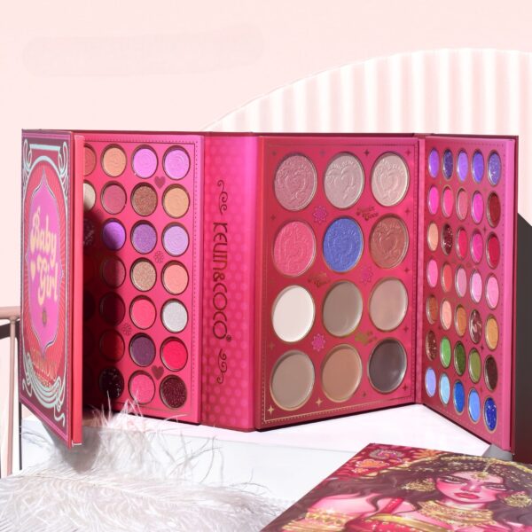 Paleta de Machiaj, KEVIN & COCO, Good Luck, Fard de Pleoape, Iluminator, Blush Cremos, 117 culori, 19 x 14.8 x 3.4 cm - imagine 2