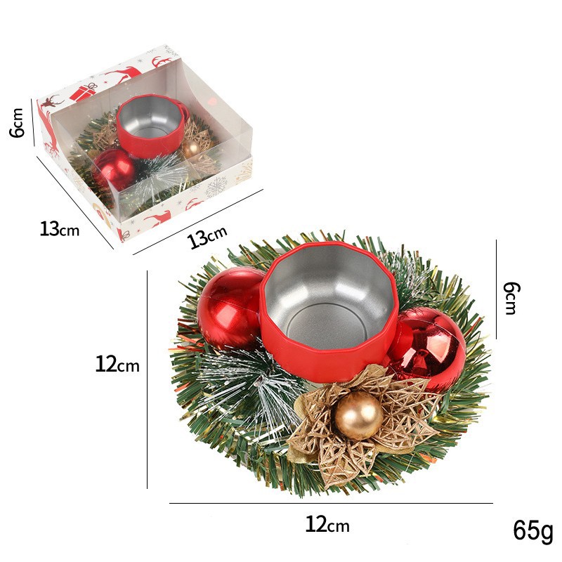 Suport pentru Lumanare de Craciun, Flippy, Model Cupa cu 2 Globutele Rosii, Sfesnic de Tip Ghirlanda, Decoratiune pe Masa de Craciun, 12 x 12 x 6 cm, Rosu - imagine 2