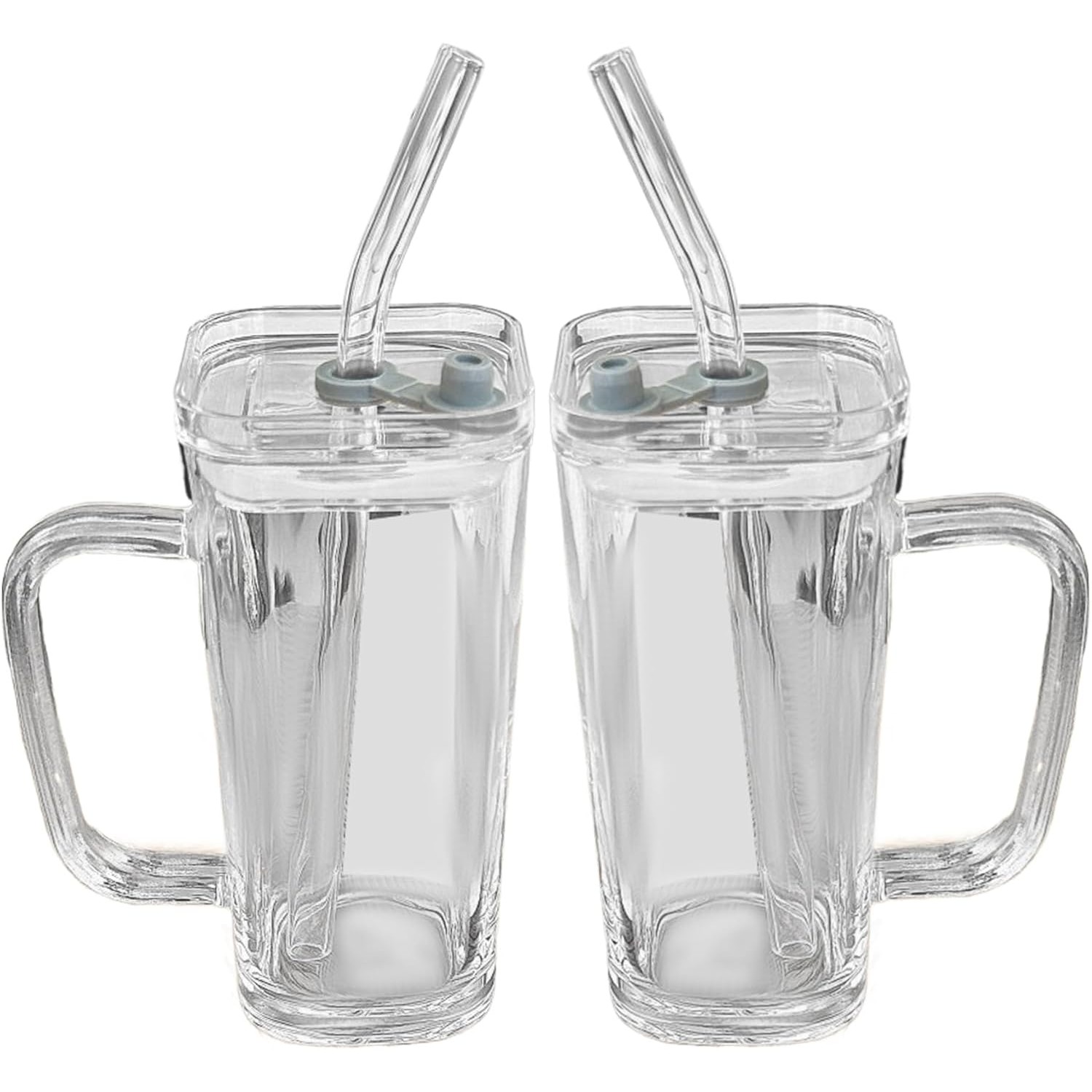 Pahar pentru Racoritoare, Flippy, din Sticla, 330 ml, cu Pai si Maner, Model Clear, Transparent - imagine 3