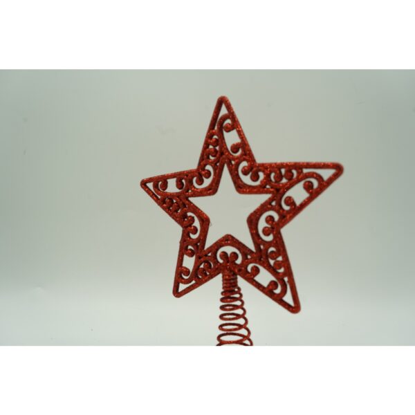 Varf decorativ de brad, Rosu, in forma de Stea, decupata in centru, din Plastic/Metal, 14 cm x 19 cm, Interior/Exterior, Flippy - imagine 4