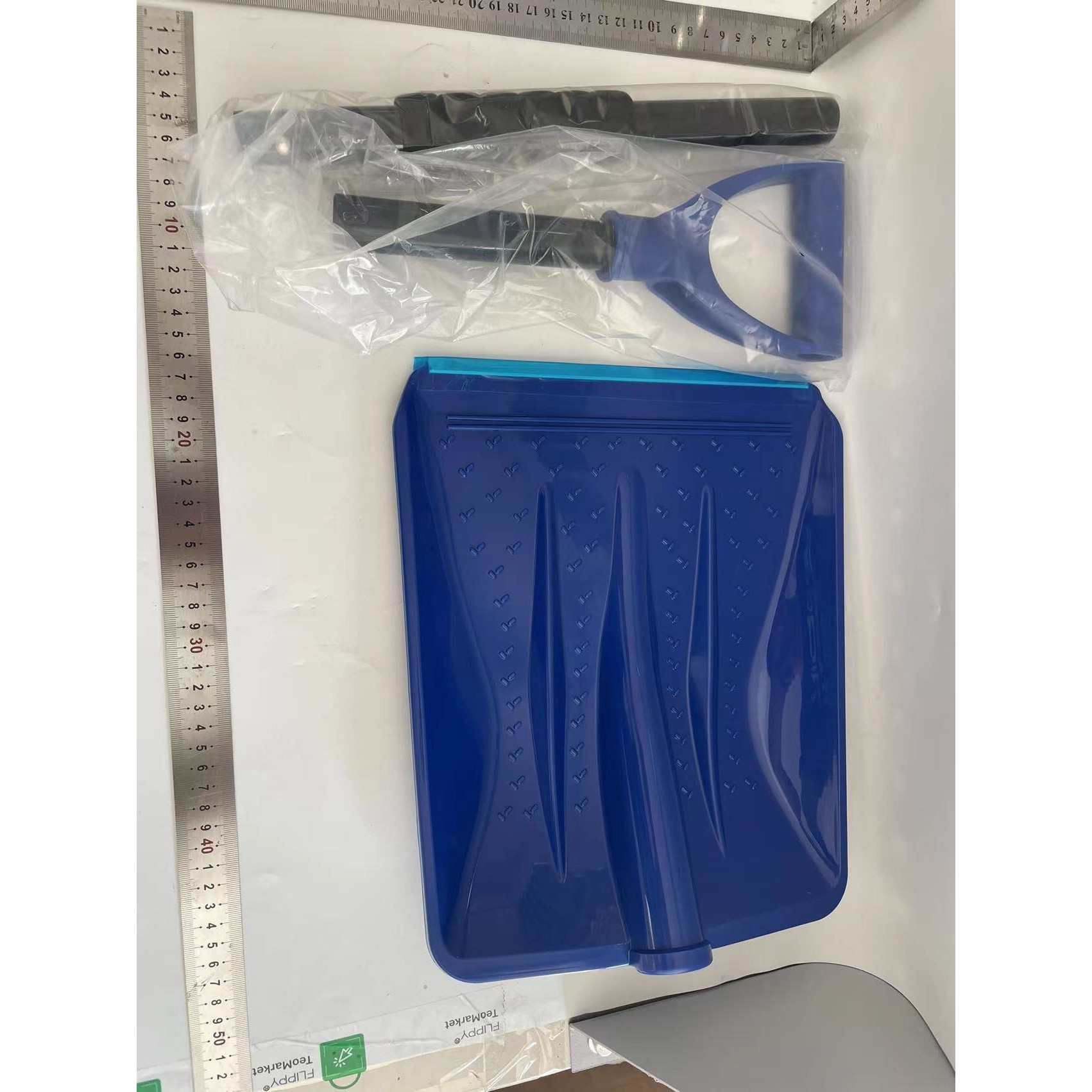 Lopata de Zapada, Flippy, Multifunctionala, Demontabila, cu Maner Antiderapant, Aluminiu, Plastic, Solutia pentru Iarna, pentru Deszapezire, 80x11x25.7 cm, Albastra - imagine 2