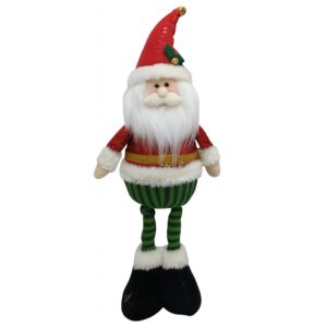 Figurina de Craciun Mos Craciun Textil, Flippy, Mos Craciun pentru Decoratiuni de Craciun, din Material Textil Moale 52 x 18 x 8 cm, Rosu Verde