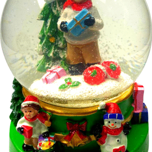 Decoratiune muzicala glob cu zapada, cu lumini si muzica, Mos Craciun, 15.5 cm, multicolor