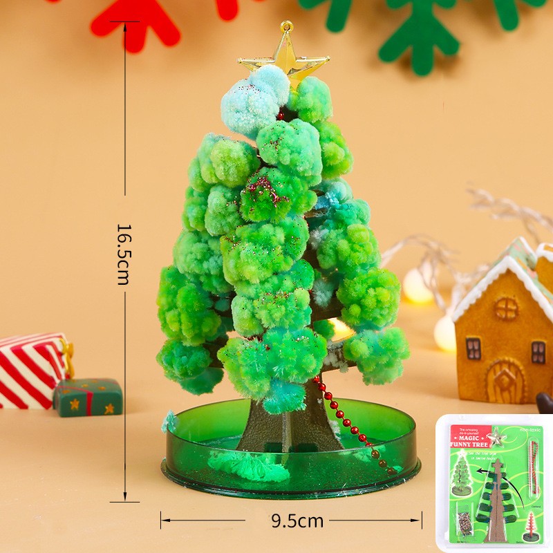 Brad Copac de Hartie Infloritor pe Apa, Flippy, Jucarie Brad Magic Infloritor de Craciun, Crestere Lenta in 8-24 h, Decoratiune de Craciun, 16.5 x 9.5 x 9.5 cm, Verde - imagine 2